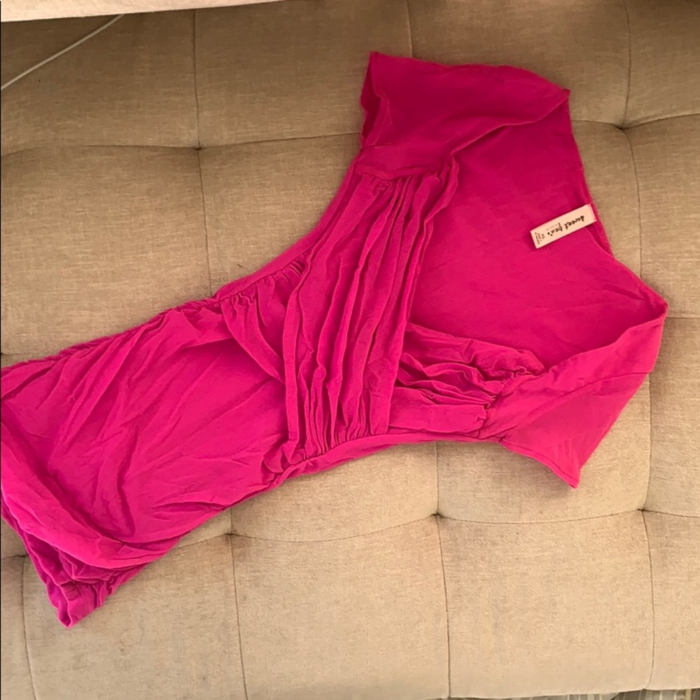 Hot Pink Fitted Ruched Top